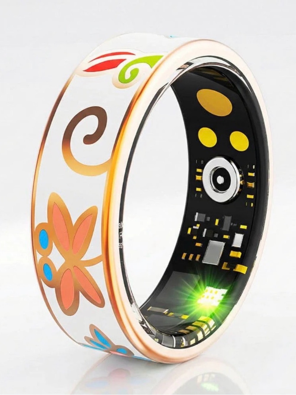 Halo Ring 3 White Floral Smart Activity Ring with Multicolor Accents